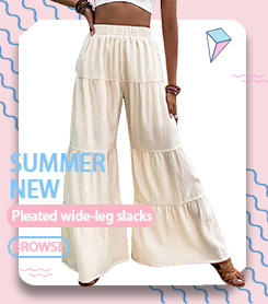 Pleated wide-leg slacks