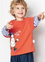 Boys' T-shirt Children's long-sleeved baby top 橙红 