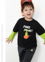 Boys' T-shirt Children's long-sleeved baby top 黑色 