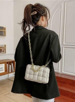 PU women's bag Korean fashion shoulder bag 米白色 
