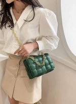 PU women's bag Korean fashion shoulder bag 绿色 