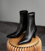 Medium boots, thin leg elastic boots, small man 黑色（单里） 