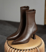Medium boots, thin leg elastic boots, small man 棕色（单里） 