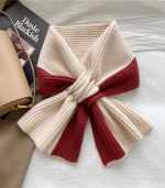 Autumn and winter cross knitted scarf Korean version 酒红色 