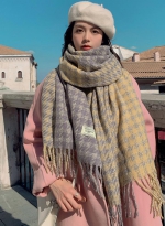 Thermal scarf gradient check ins 黄灰 