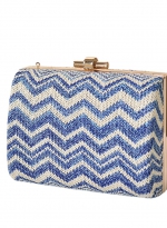 Corrugated hand shoulder bag Blue and white 