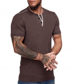 V-neck Henry T-shirt brown 