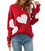 Cute love loose sweater Red 