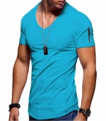 Solid color plus casual Tshirt Kong Blue 