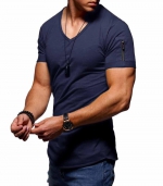 Solid color plus casual Tshirt Navy 