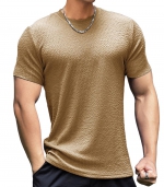 Casual crew neck T-shirt Khaki 