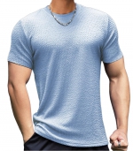Casual crew neck T-shirt Light blue 
