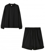 Shorts two-piece casual suit Black 