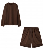 Shorts two-piece casual suit Brown 