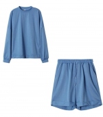 Shorts two-piece casual suit Blue 