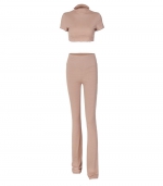 Crop top and pants suit Khaki 