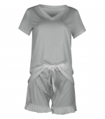 V-neck solid color casual suit Grey 