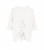 Drawstring blouse suit White top 