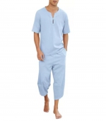 Trousers cotton linen suit Azure 