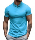 Casual POLO shirt with lapels Light blue 
