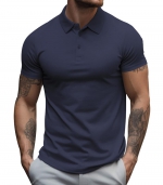 Casual POLO shirt with lapels Navy blue 
