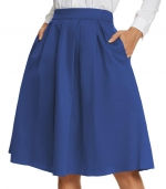 Solid color slimming skirt Blue 