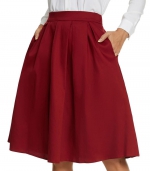 Solid color slimming skirt Burgundy 