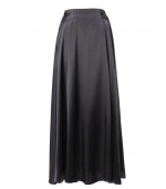 Satin satin length skirt Black 