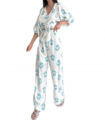 Puffy sleeve top and pant suit Blue 