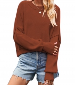 Solid color pullover sweater Rust red 