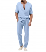 Solid color casual suit Light blue 