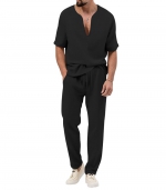 Solid color casual suit Black 