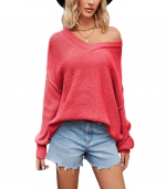 Off-the-shoulder sweater Watermelon red 