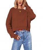 Solid color pullover sweater Rust red 