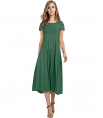 Solid color swing dress Olive green 