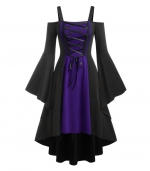 Swing dress flared sleeves Purple 