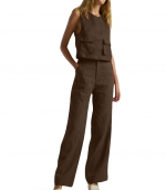 Casual pantsuit Dark brown 