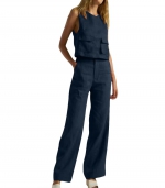 Casual pantsuit Navy blue 