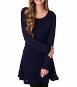 Crew neck dress long sleeves Navy blue 