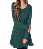 Crew neck dress long sleeves Green 