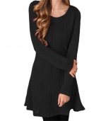 Crew neck dress long sleeves Black 