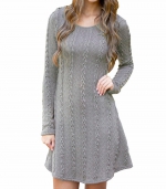 Crew neck dress long sleeves Grey 