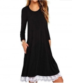 Crew neck dress long sleeves Black 