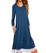 Crew neck dress long sleeves Navy blue 
