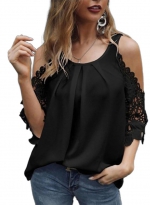Cut-out lace T-shirt Black 