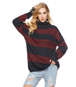 Loose knit base    Red and blue striped 