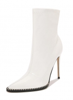 Slim heel simple ankle boots White 