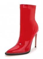 Slim heel simple ankle boots Red 