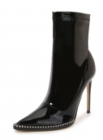 Slim heel simple ankle boots Black 