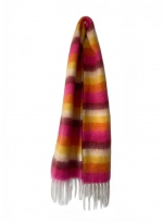 Striped fringe plaid scarf Rose orange 